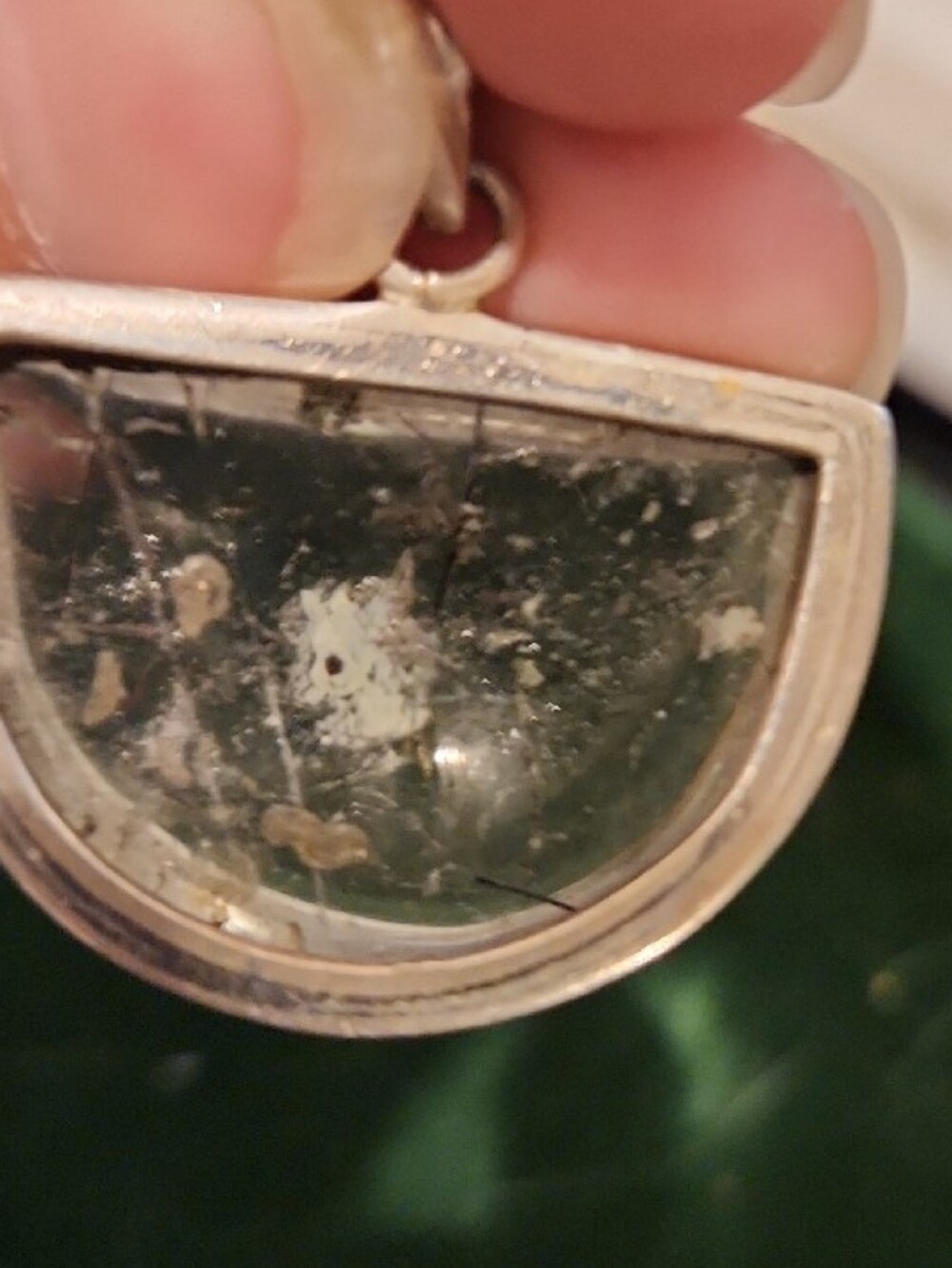 Rutilated Quartz Half-Moon Pendant with Various Inclusions in Sterling Setting - Picture 3 of 7